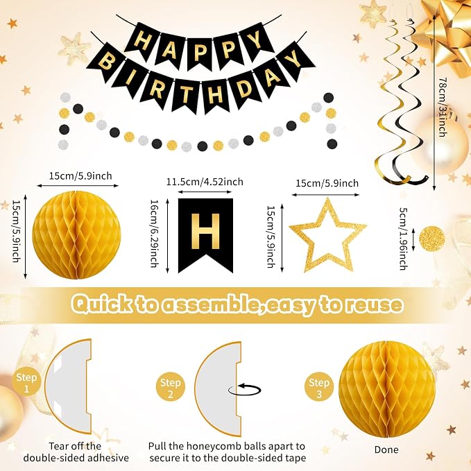 Rouceyxin Birthday Decorations, Happy Birthday Decor Sign Banner - Image 7