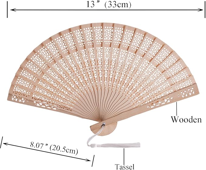 50 Sets Wooden Hand Fan Wood Handheld Folding Fans - Image 2