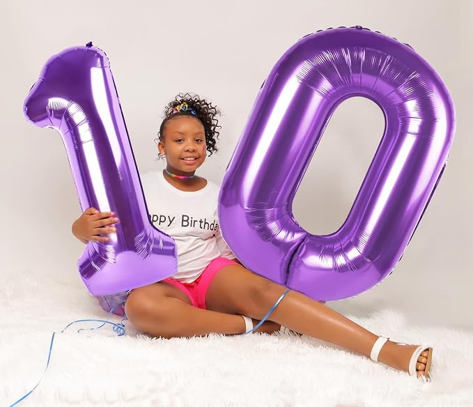1 Balloon Numbers Birthday Decorations, 40In Purple Balloons - Image 4