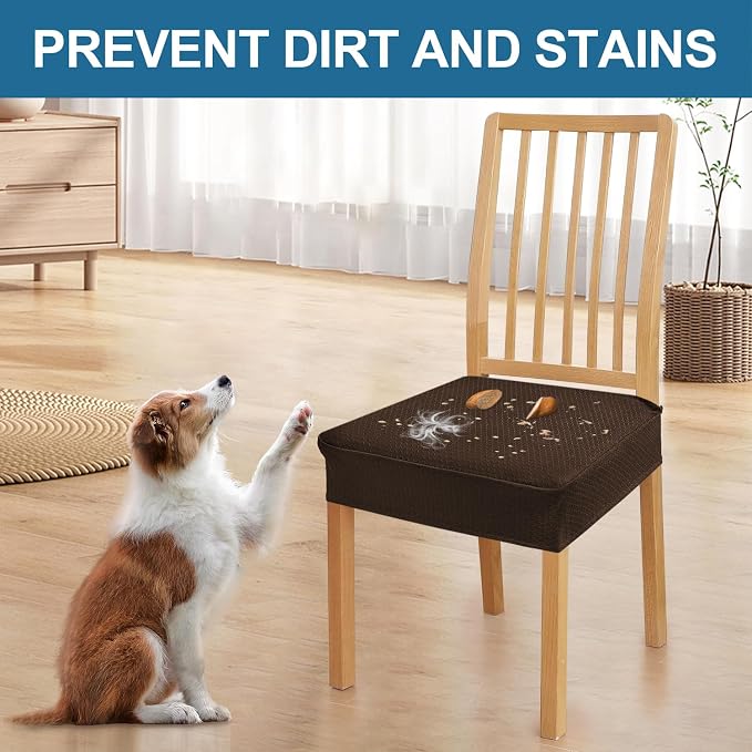 Smiry Waterproof Seat Covers for Dining Room Chairs, No Rear Covers | Stretch - Image 6