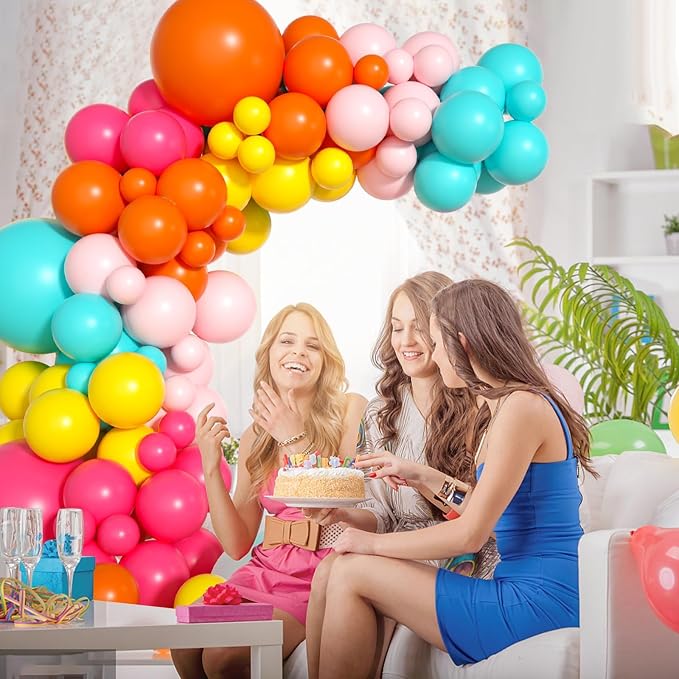 Pink Yellow Orange Balloon Garland, Balloons - Image 5