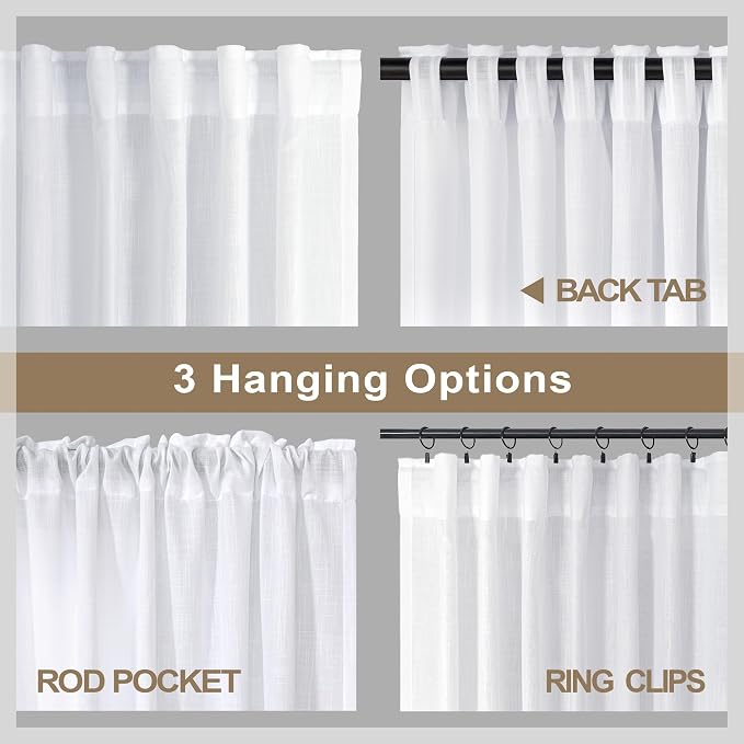 White Linen Curtains 108 Inches Long - Image 4