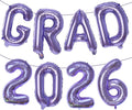 Purple GRAD 2026 Banner Balloons, 16 Inch Mylar Foil letter Graduation Balloons by KALOR