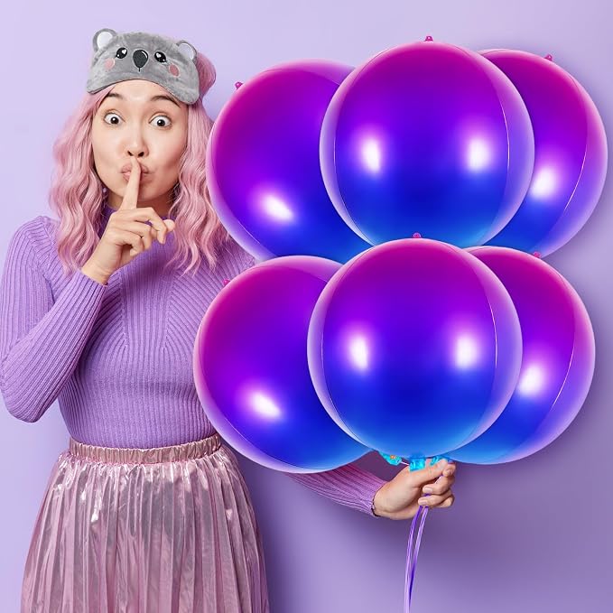 Metallic Gradient Purple Balloons, 22 Inch Large Sphere Round Balloons - Image 4