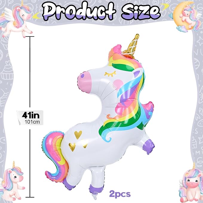 41'' Large Unicorn Birthday Decoration Balloons - Image 2