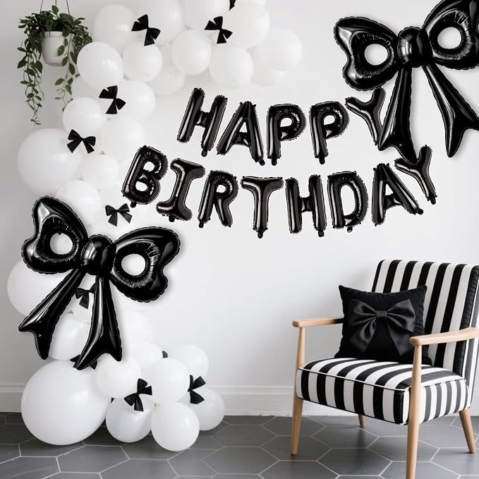 4 Pcs Black Bow Balloons, 31”Huge Bow Aluminum Foil Balloons - Image 8