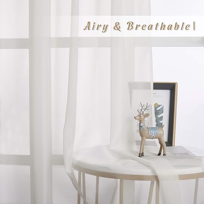 NICETOWN Voile Sheer Curtains for Bedroom Windows, Grommet Top Elegant - Image 3