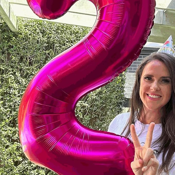 60 Balloon - Hot Pink Birthday Number Balloons, 40 Inch Party Decorations | Hot - Image 4