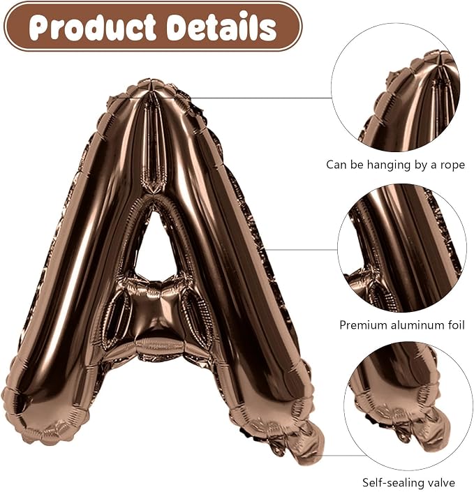 29PC Cream Brown Happy Birthday Balloon Banner, 16Inch 3D Aluminum Letter - Image 7