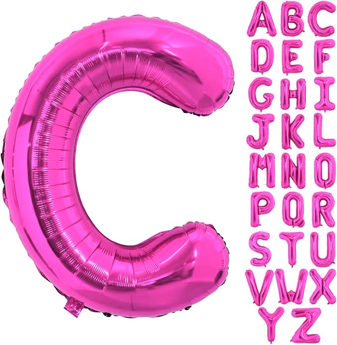 Hot Pink Letter C Balloons, C Letter Balloon 40 Inch Foil C Balloon | Hot Pink by BBPOOL
