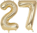Champagne Gold Large Number 27 Balloon, 40 Inch Light Gold Foil Helium Number by AIQINHU