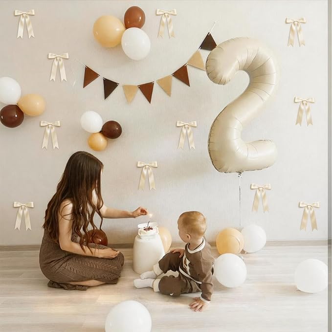 2 Strings Cream Bow Garland Banner Decorations - Image 6