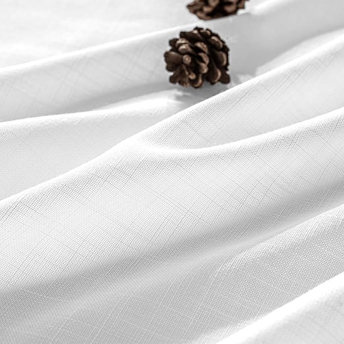 MIULEE White Linen Curtains 80 Inch Length 2 Panels - Image 2