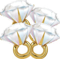 4 Pcs Diamond Ring Balloon, Huge Glitter Aluminum Foil Ring Balloons by BSRESIN