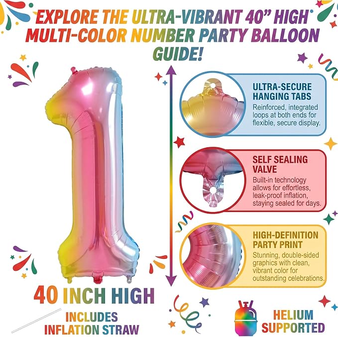 40 Inch Rainbow Foil Number 11 Balloon - Image 2
