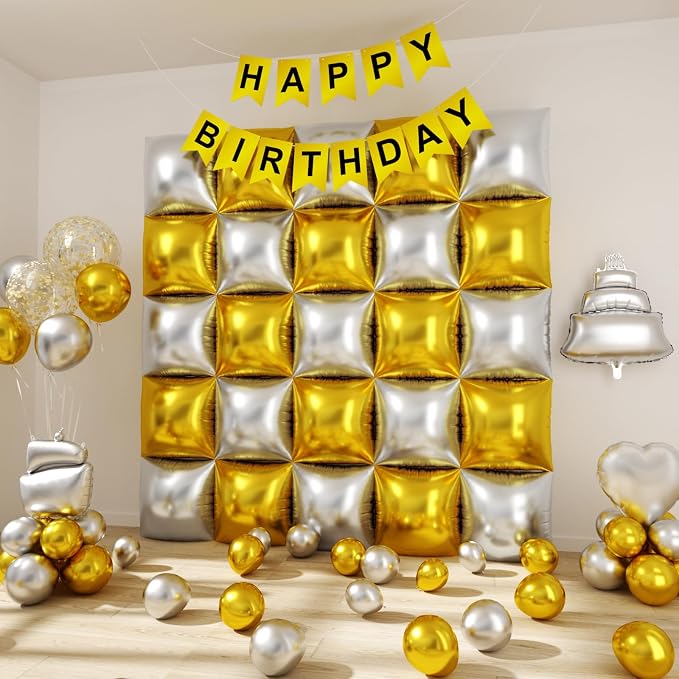 Gold and Silver Balloons Wall Tunnel Backdrop Double Sided Metallic Balloon - Image 7