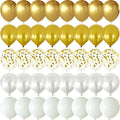 Gold and White Balloons 12 Inch 60 Pcs Metallic Gold Pearl White Latex Confetti by Searchbyoccasioncolorsize