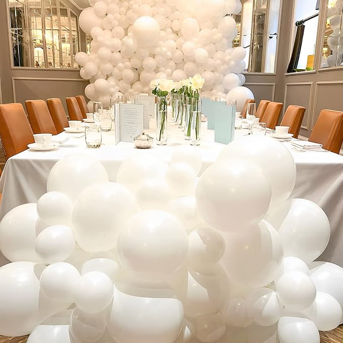 Voircoloria 105pcs White Party Latex Balloons, 12inch | - Image 5
