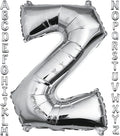 40 inch Silver Letter Z Balloon, Big Size Alphabet Foil Mylar Helium Balloons by VHUWE