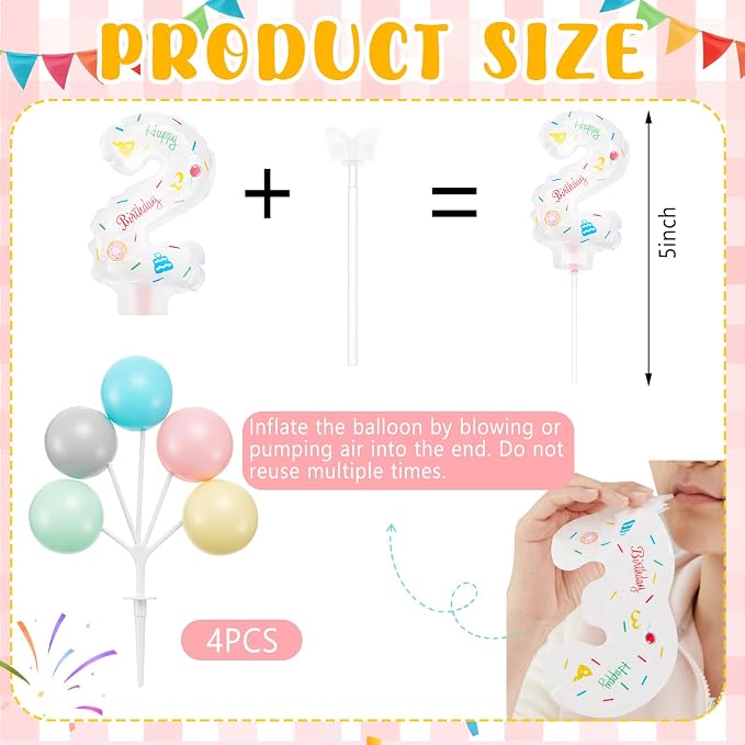 Gejoy 36 Pack 5 Inch Mini Number Balloons, Macarons Mini Balloon Numbers on - Image 2