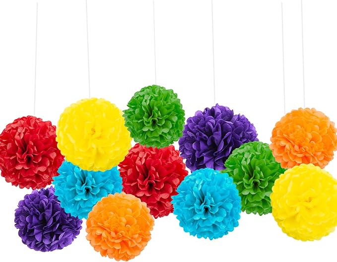 We Moment Rainbow Tissue Hanging Paper pom poms Decorations, Colour Tissue - Image 2