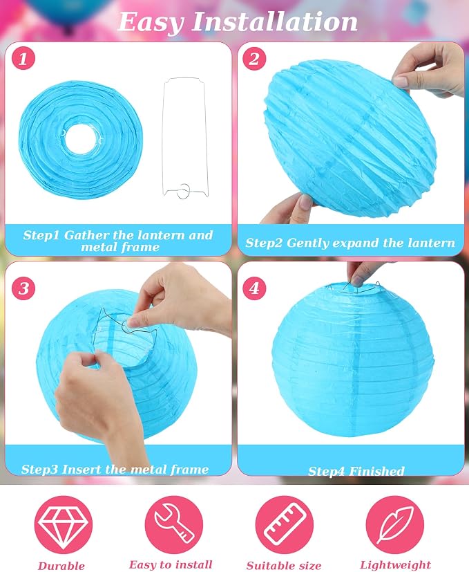 Treela 48 Pcs Paper Lanterns Party Decorations Chinese Lanterns Round Paper - Image 2