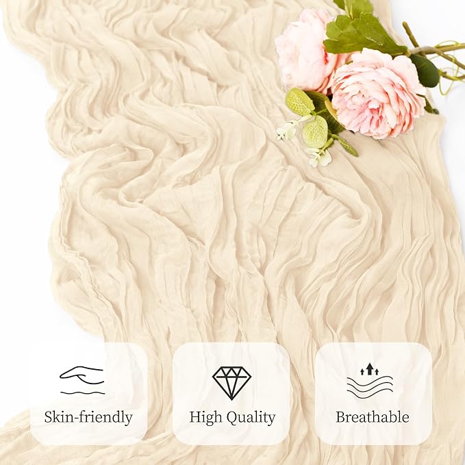 12 Pack Ivory Cheesecloth Table Runner 17x108 Inch Semi Sheer Boho Gauze Cheese - Image 5