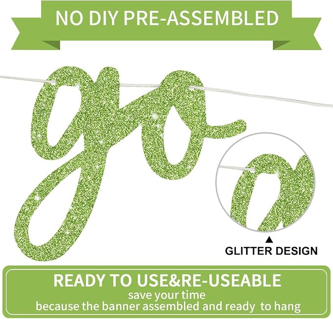 BEISHIDA Grass Green Pre-Strung Go Shawty It's Your Birthday Banner Decor | - Image 3
