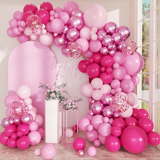 168pcs Hot Pink Balloon Garland Arch Kit Different Sizes | 18 12 10 5 inch by PEASUG