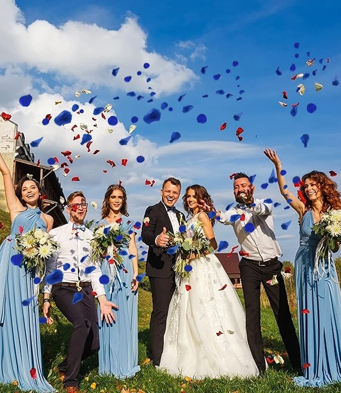 Ouddy Decor 3000 Pcs Rose Petals Artificial Flowers for Valentine's Wedding Decor Romantic Night Bridal Party Home Decorations, Blue