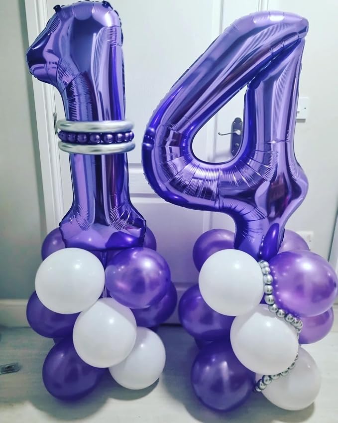 Number 11 Purple Balloons 40 Inch Giant Purple Foil 11 Helium Balloons - Image 3