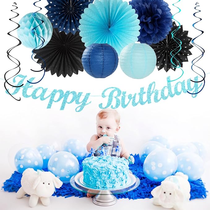 Light-Royal Navy-Blue Black Birthday Party-decorations - Image 4
