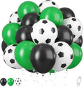 Football Balloons, 12 Inch Green Black White Latex Soccer Printed Balloons by BIAPIAN