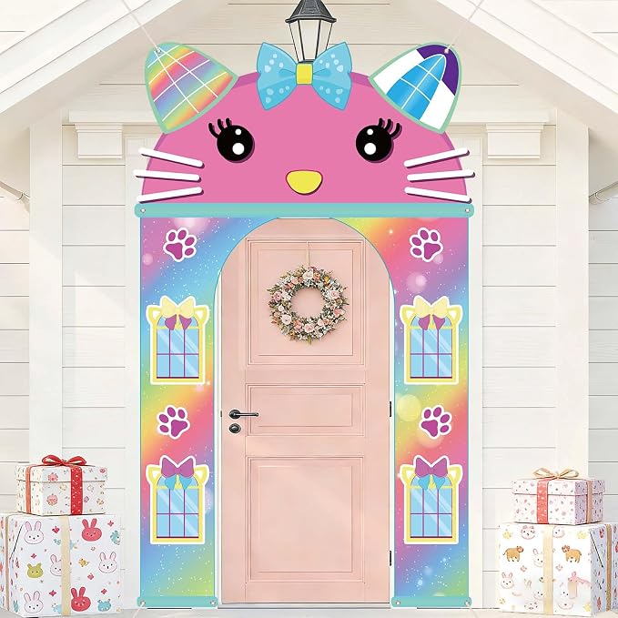 Cat House Themed Party Door Decorations Cute Cartoon Doll Cat Porch Banner | by Unknown