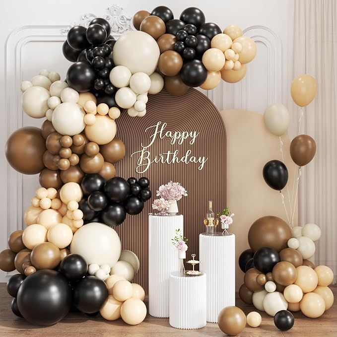 Black Brown Nude White Balloon Garland Arch Kit by Unknown