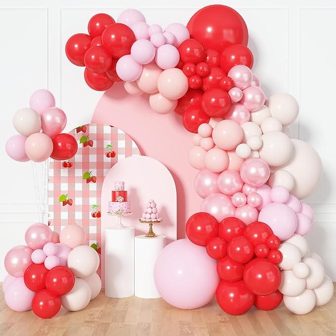 Amandir 153pcs Red and Pink Balloons Arch Garland Kit Different Sizes | 18 12 by Amandir