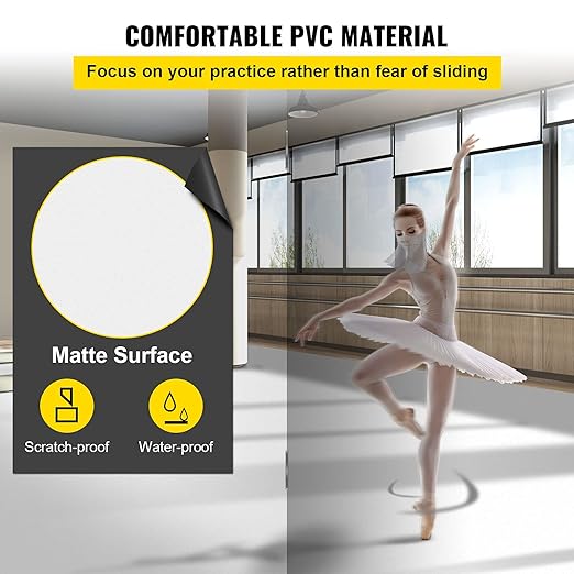 VEVOR Dance Floor, 6.6x23ft Dance Floor Roll, 0.06in Thick PVC Vinyl Dance Floor, Black/White Reversible Portable Dance Floor, Non-Slip Dance Flooring, Ballet Dance Floor for Jazz, Pop, Lyrical Style