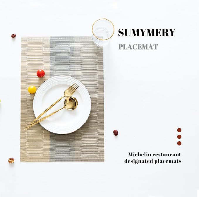 Placemats Set of 8 Vinyl/Plastic Woven Place Mats - Image 5