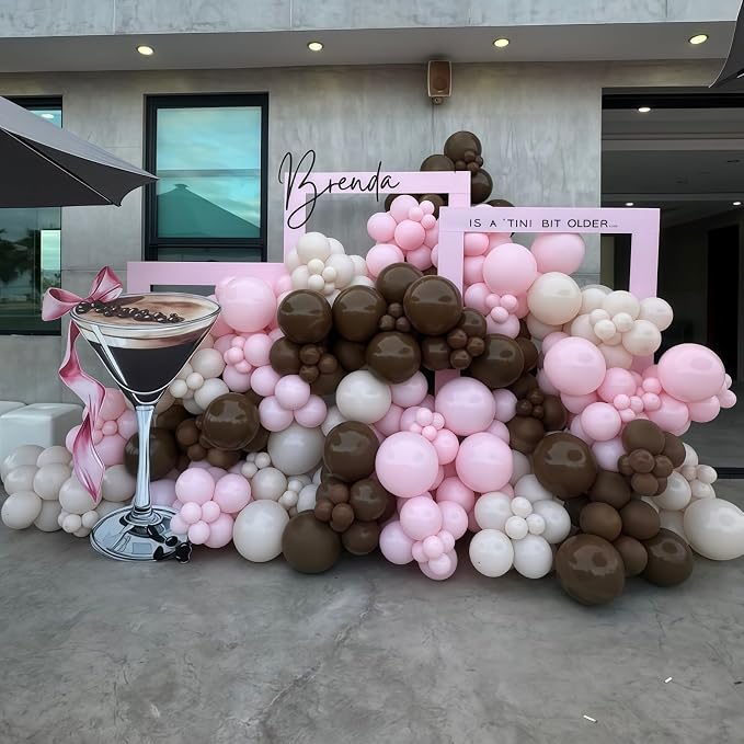Pink and Brown Balloons, Espresso Martini Party Decorations, Dusty Pastel Pink - Image 5