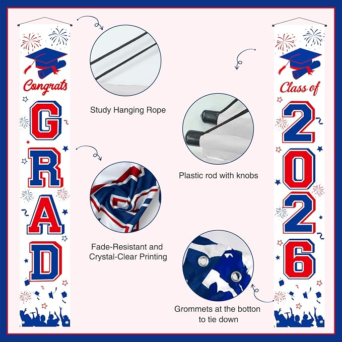 Graduation Decorations 2026 Porch Banner, Congrats Grad Class of 2026 Banner - Image 3