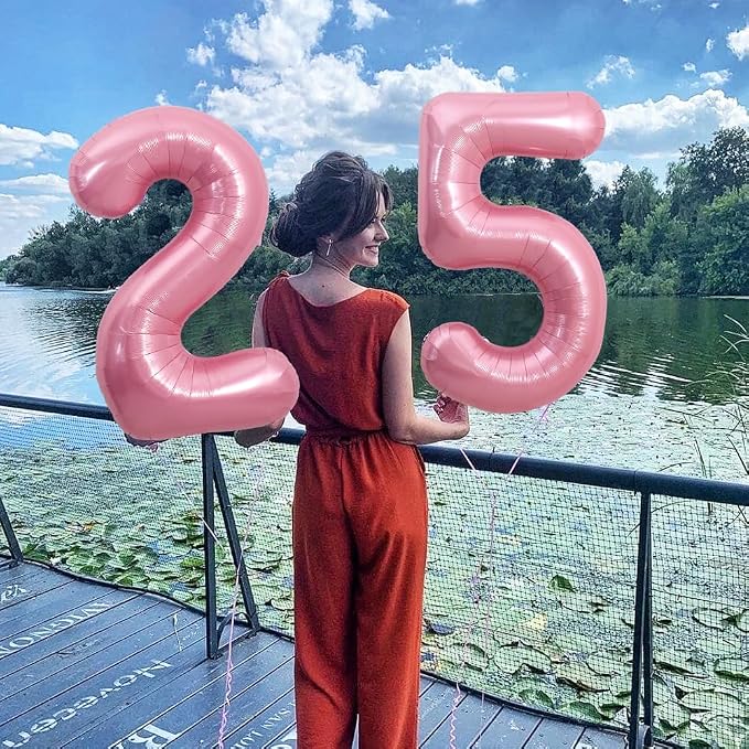 TONIFUL 40 Inch Pink Number 25 Balloon Large Foil 25th Birthday Decorations | - Image 5