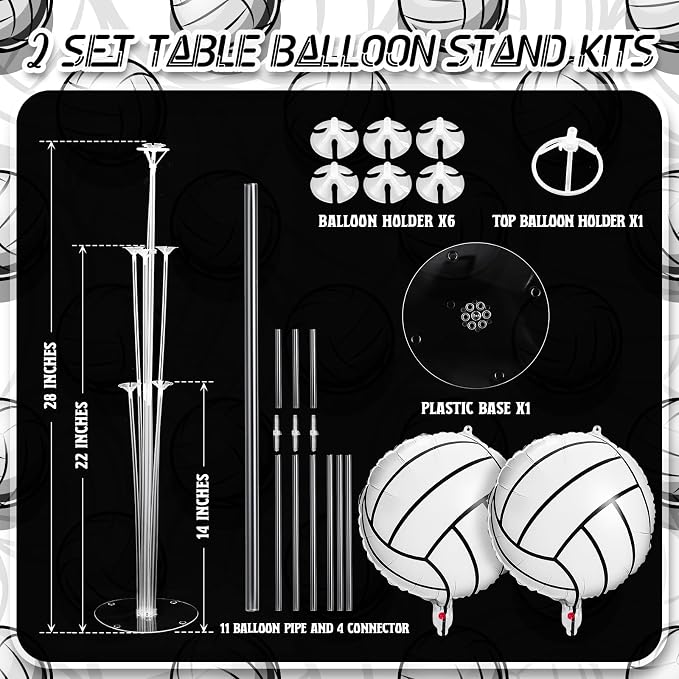 Sumind 2 Set Volleyball Table Centerpiece Balloon Stand Kit Foil Balloons - Image 3