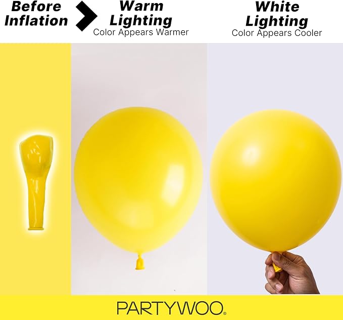 PartyWoo Yellow Balloons 140pcs Matte Yellow Balloons Different Sizes | 18 12 - Image 3