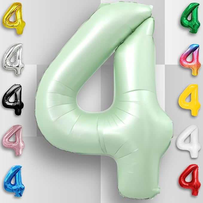 Green Number Balloon 4 Mylar Foil Balloons 32 inch - Image 4