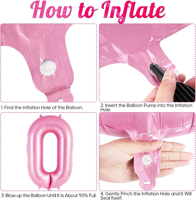 Pink Number 0 Balloon 40 Inch, Big Large Foil Helium Number Balloons, Jumbo - Image 7