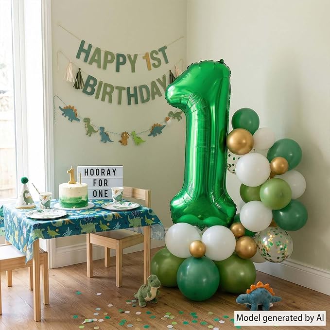 Green Number 1 Balloon 40 Inch, Foil Numeral - Image 3