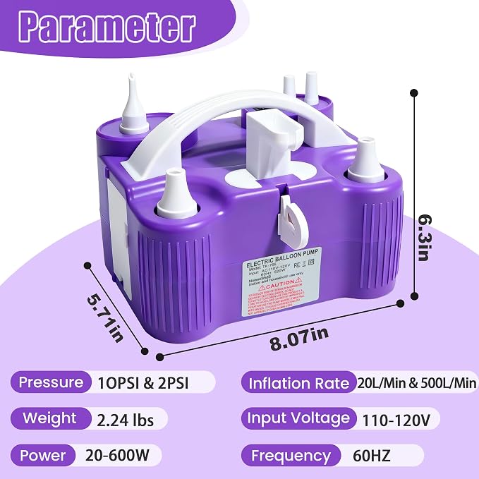PCFING Balloon Pump Electric, 4-in-1 Air Pump Inflator Blower Machine - Image 7