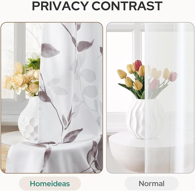 HOMEIDEAS Non-See-Through Dry Rose and White Privacy Sheer Curtains 52 X 84 - Image 3