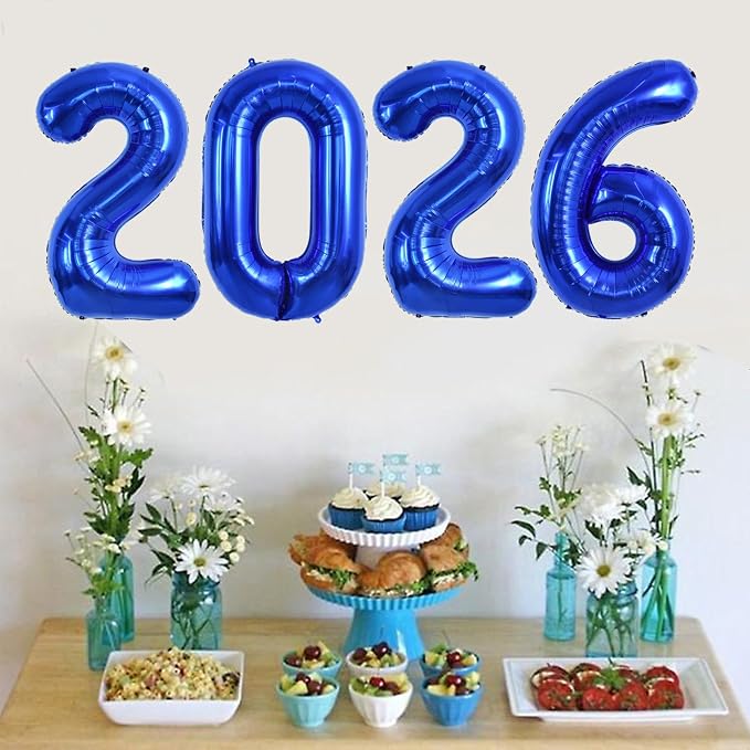 TONIFUL 2026 Graduation Balloons 42Inch Navy Blue 2026 Number Balloons Aluminum - Image 4