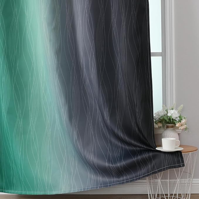 Black and Green Ombre Blackout Curtains 84 Inch Length 2 Panels Set - Image 6